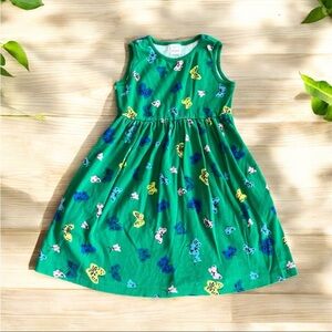HANNA ANDERSSON Sleeveless Pocket Play Dress Green Butterfly Print Girls Size 8
